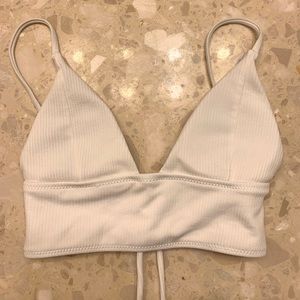Lace Up Bikini Top White NEW